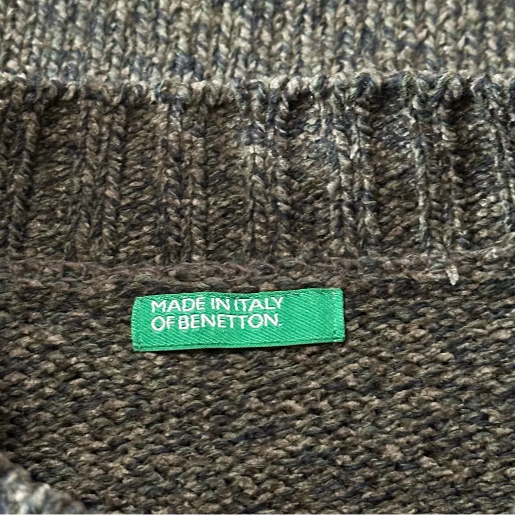United Colors of Benetton Vintage Women’s XL Hunter Green Fair Isle Arms Sweater - Image 4