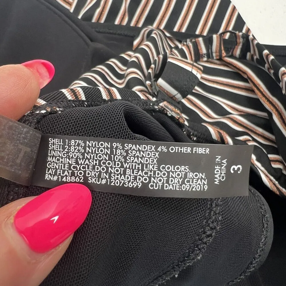 Torrid Plus 3X Bikini Top Multi Metallic Stripe Wireless Flounce Wireless Sexy - Image 12