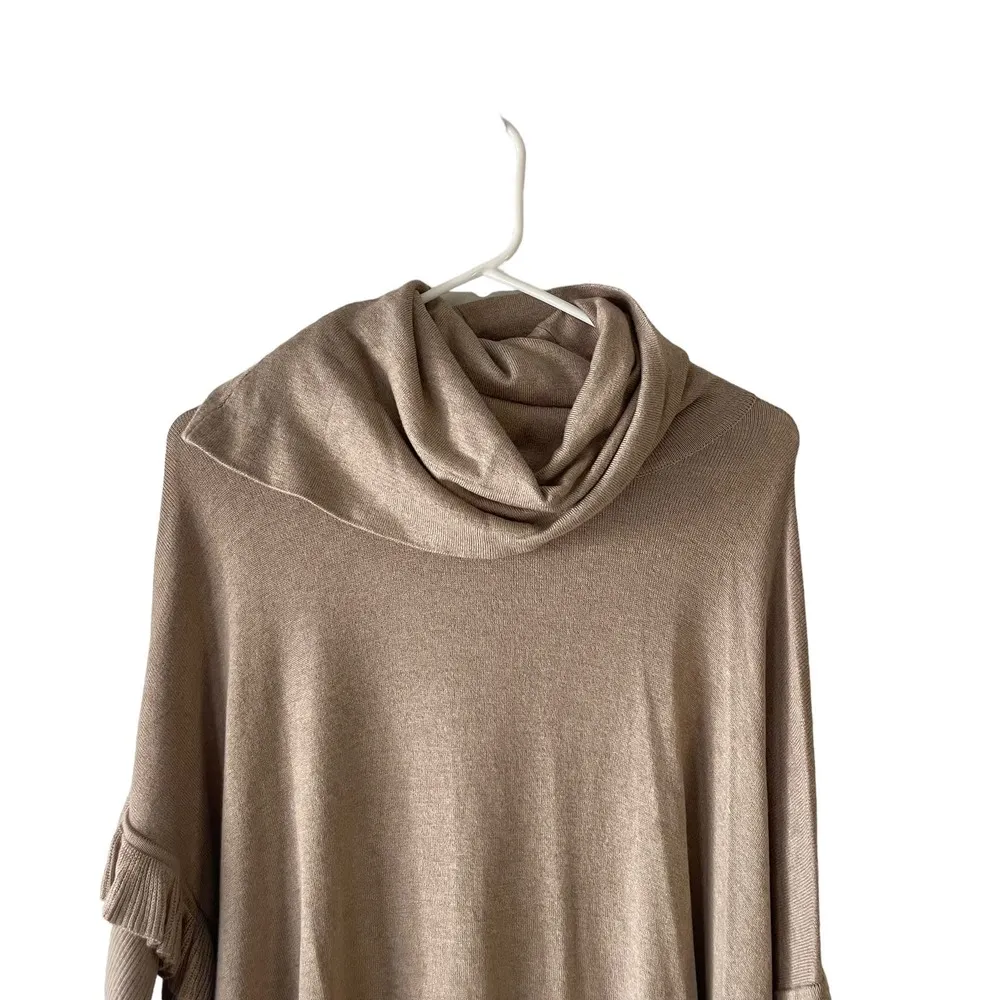 Joseph A Women's Size Medium Tan‎ Cowl Neck Poncho Cape Sweater - Image 2