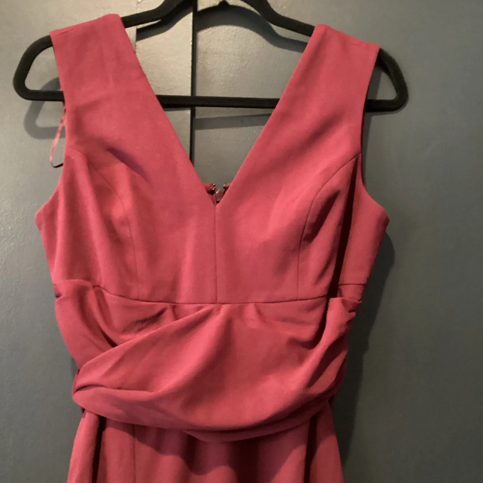 Dress the Population Alessia Tie Waist Crepe fitted cocktail Dress dark magenta - Image 13