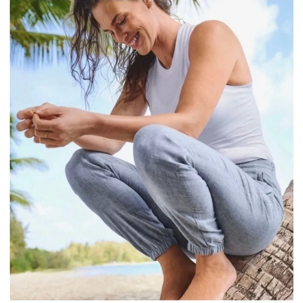 Athleta Cabo Linen Jogger Size: 2 Color: Chambray Blue - Image 2