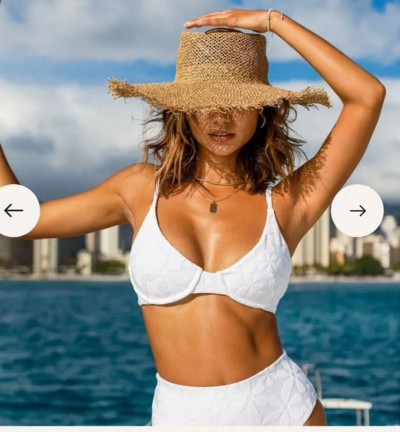 KENNY FLOWERS THE SANTORINI WHITE FLORAL JACQUARD UNDERWIRE BIKINI TOP DD Size undefined - Image 7