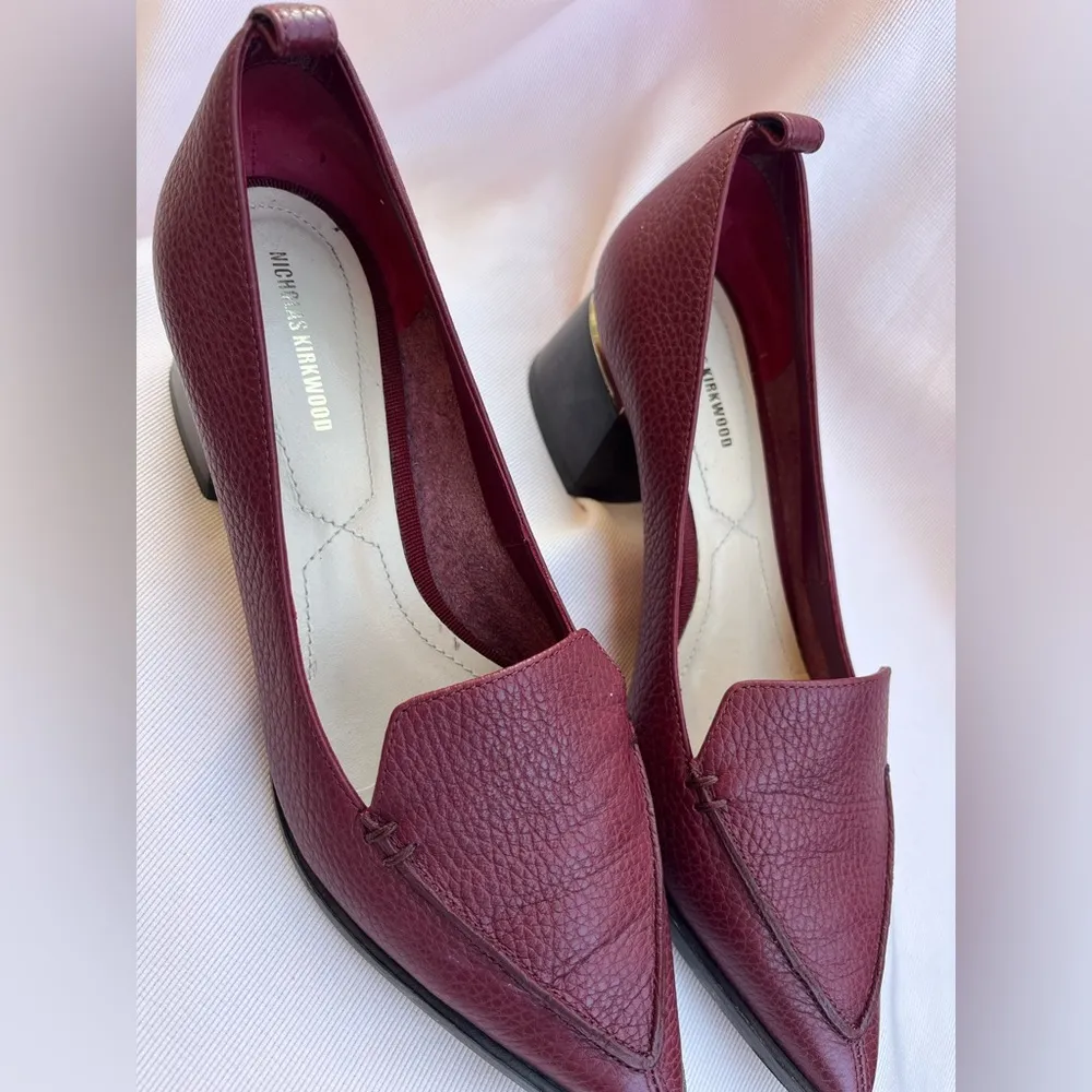 Nicholas Kirkwood Burgundy Leather Flats Red Size undefined - Image 12