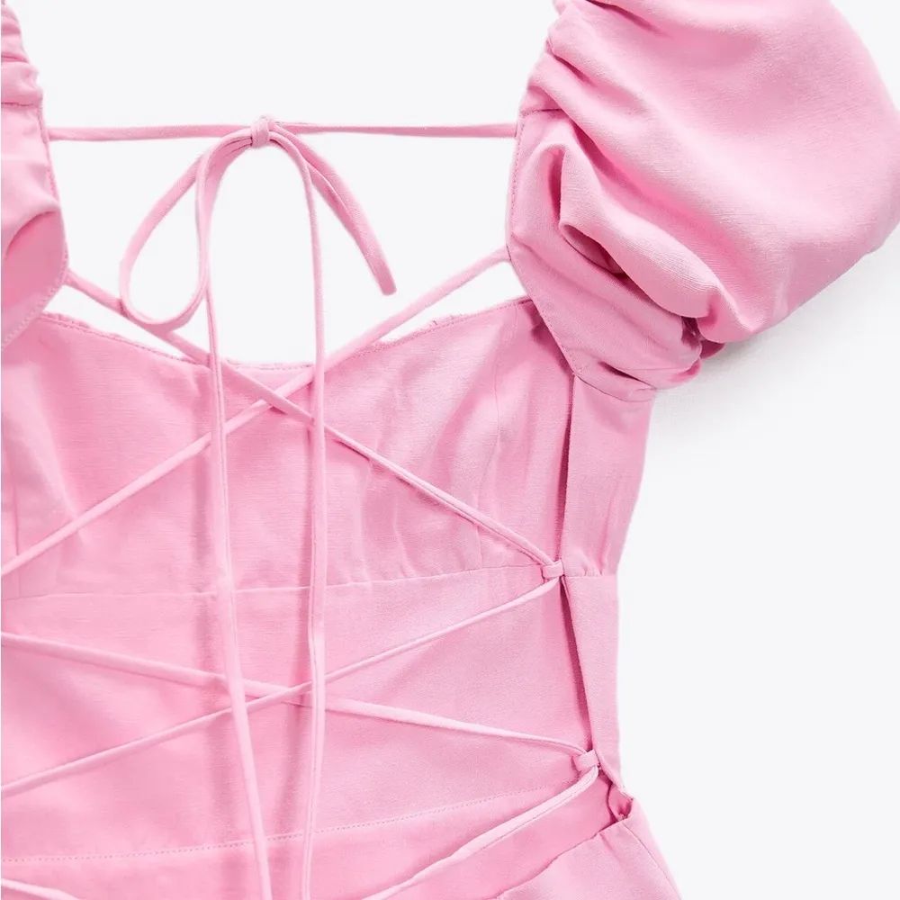 LINEN BLEND DRESS PINK - Image 8