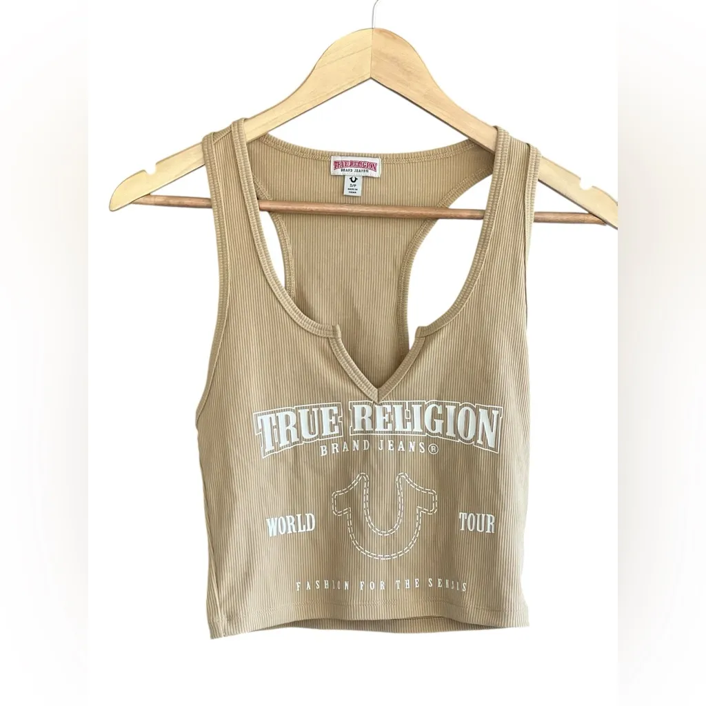 True Religion Gekerbtes Tanktop in Sand - Image 2