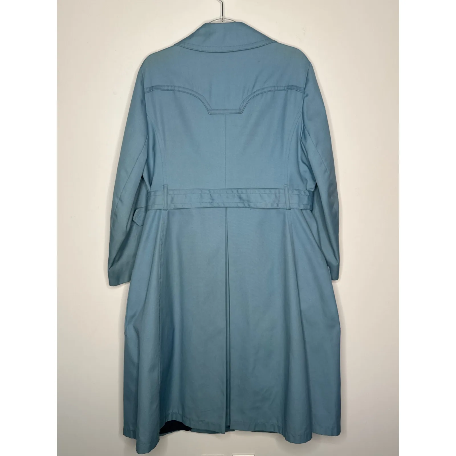 1960s London Fog Blue Belted Rain Coat With Big Pockets fall winter large - Image 4