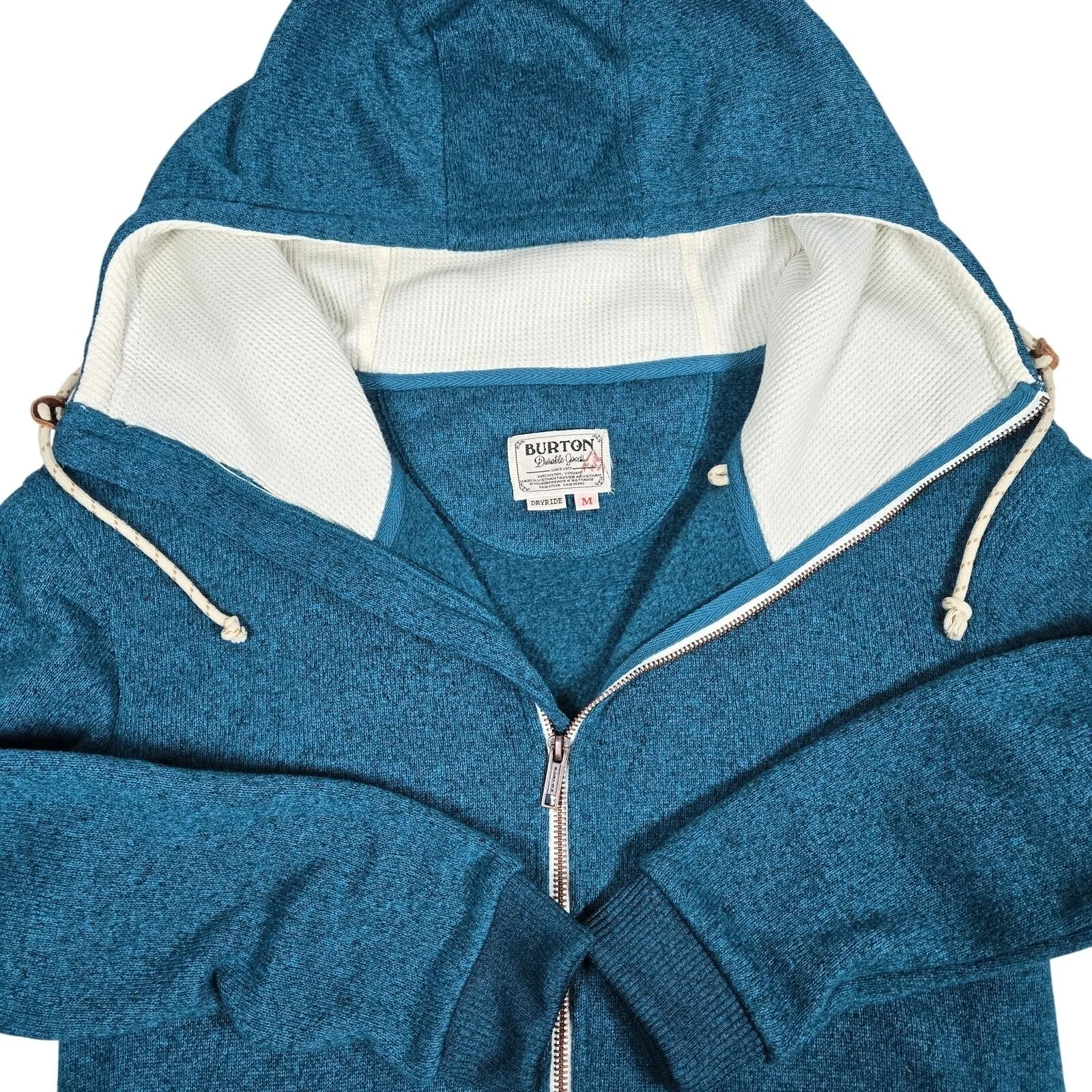 Burton Durable Goods Teal Heathered Fleece Full Zip Hoodie Jacket Women's M - Image 7