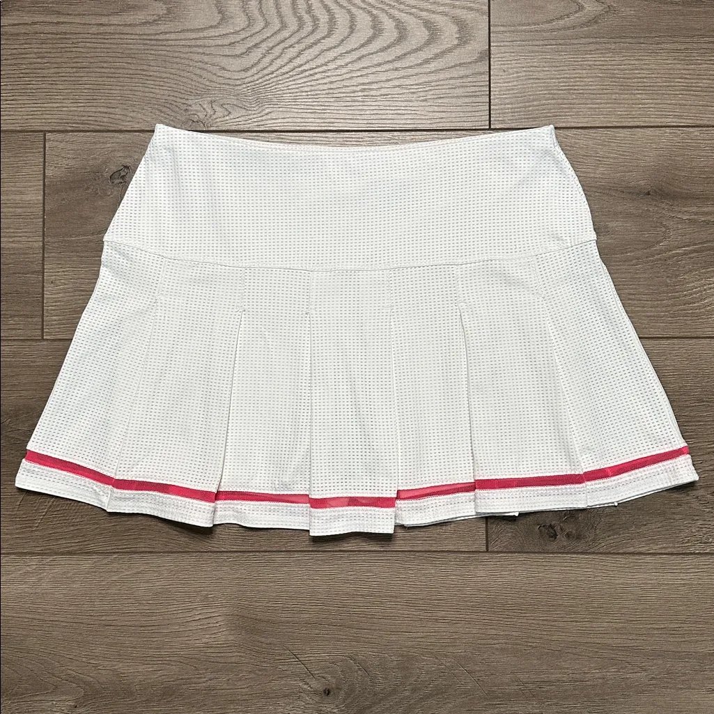 Lucky In Love 13” Micro Tuck Pleat White Pink Mesh Mid Rise Tennis Skirt Skort M Size M - Image 2