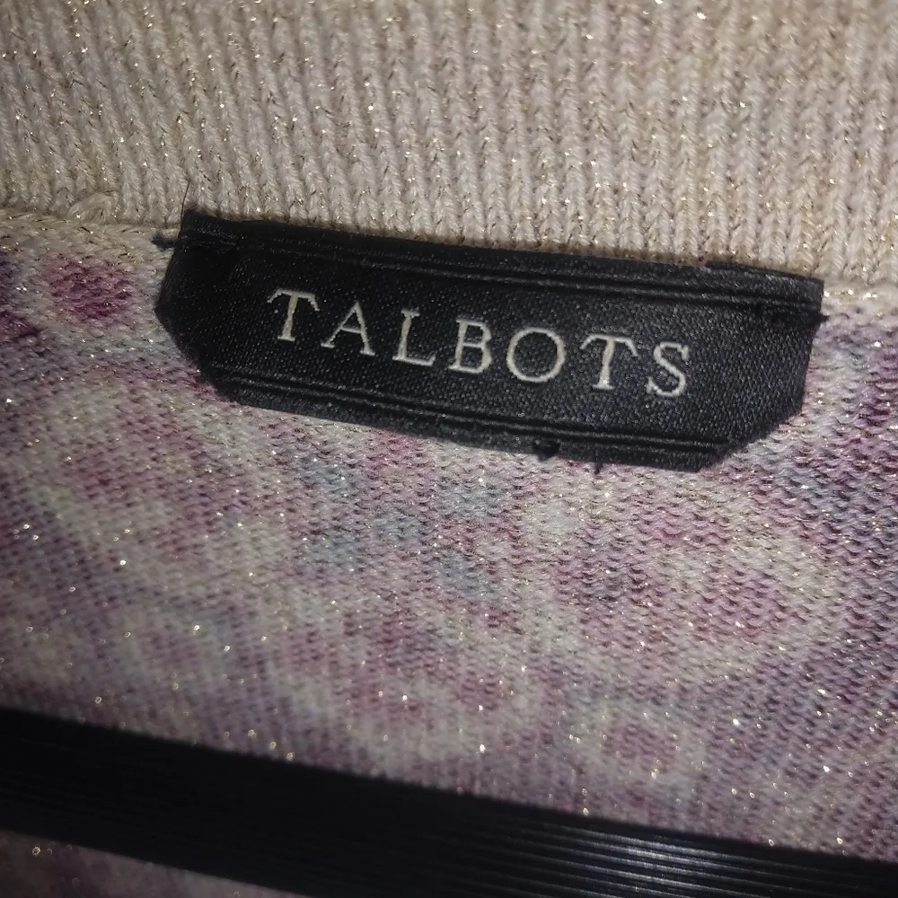 Talbots L Plum Sparkle Cardigan Sweater - Image 2