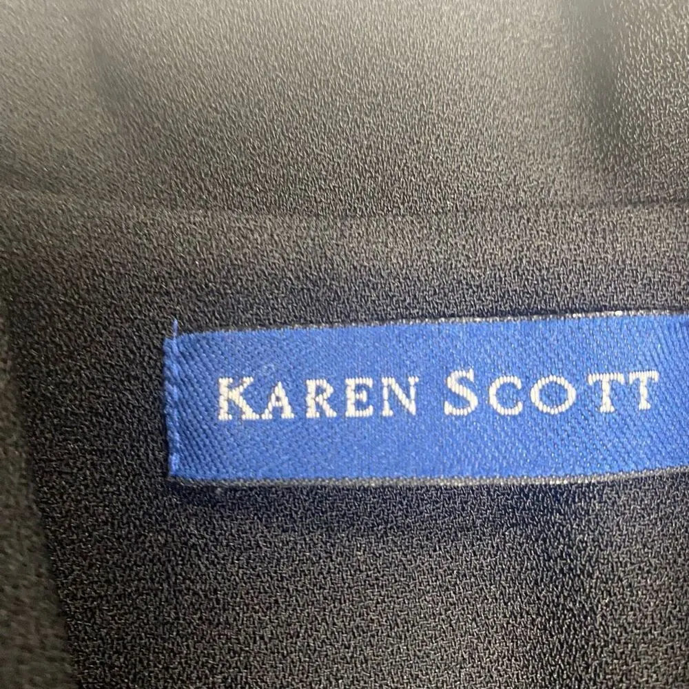 KAREN SCOTT Women’s Lined Jacket Blazer Black Size 8 Pointed Collar Vintage - Image 7