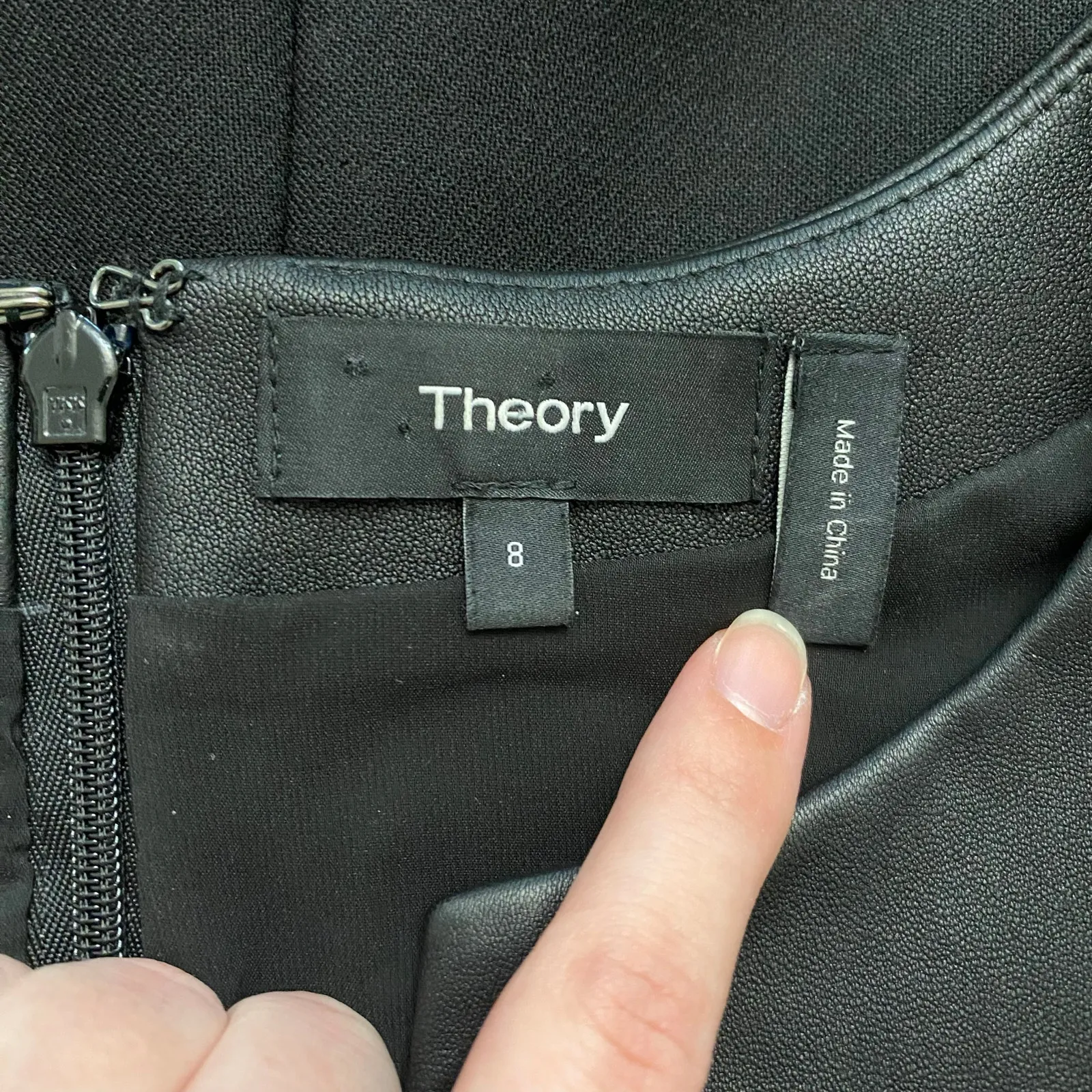 Theory Alinea Mod Stretch Lamb Leather Light Black‎ Mini Dress Size 8 - Image 2