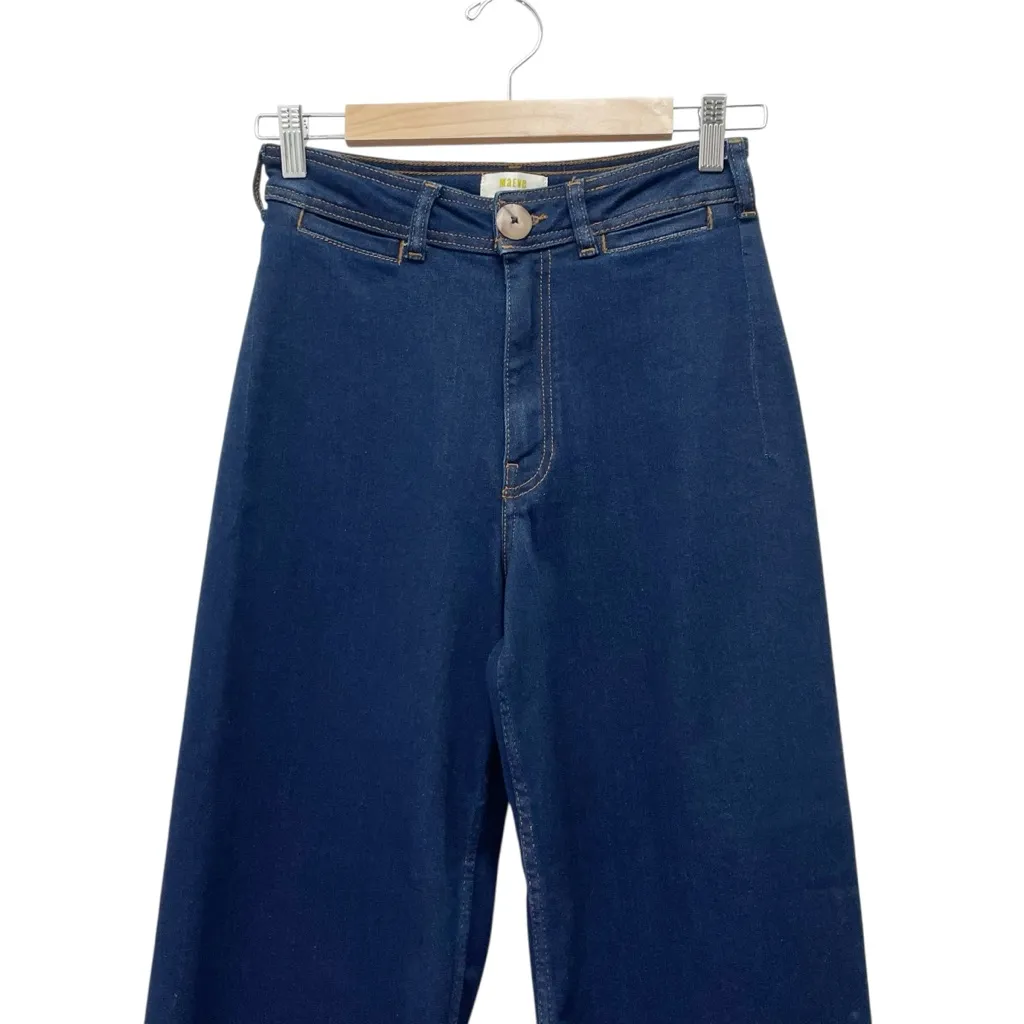 Anthropologie Maeve Ettie Cropped Wide Leg Jeans High Rise Dark Wash Size 27 | 4 - Image 5