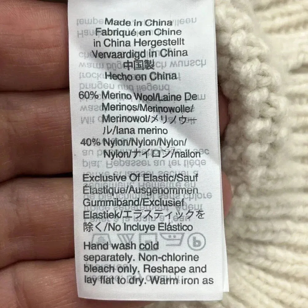 J. Crew Wool Blend Cable Knit Chunky Pullover Sweater Women Size L Cream - Image 6