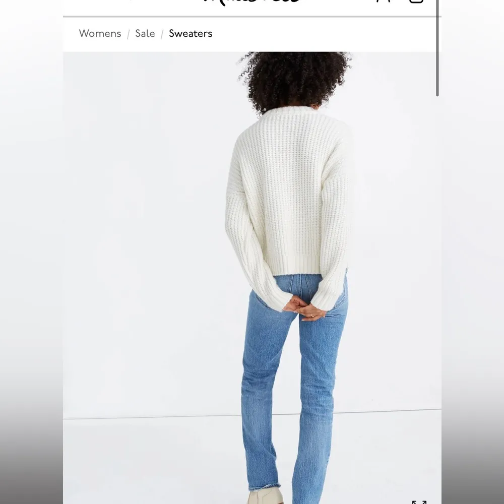 Madewell Everett Rib-Play Wool/Alpaca Blend Pullover Sweater White Size XS - Image 11