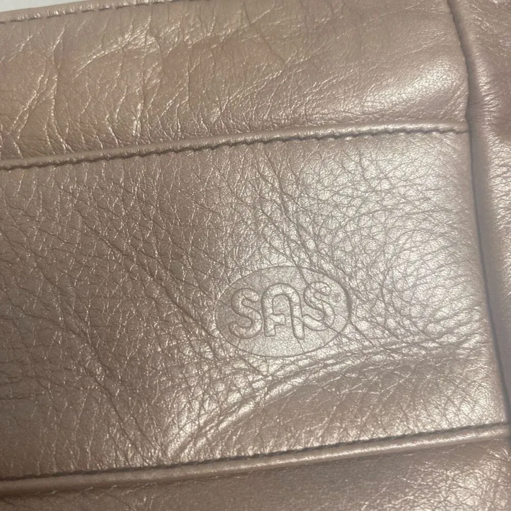 SAS Pebbled Metallic Tan Crossbody Shoulder Bag 10X3X7 Made in USA Tan - Image 9