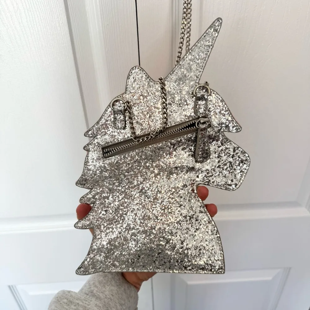 Vintage NEW ASOS UNICORN CROSSBODY BAG W/ GLITTER AND BEAD ACCENTS - Image 3