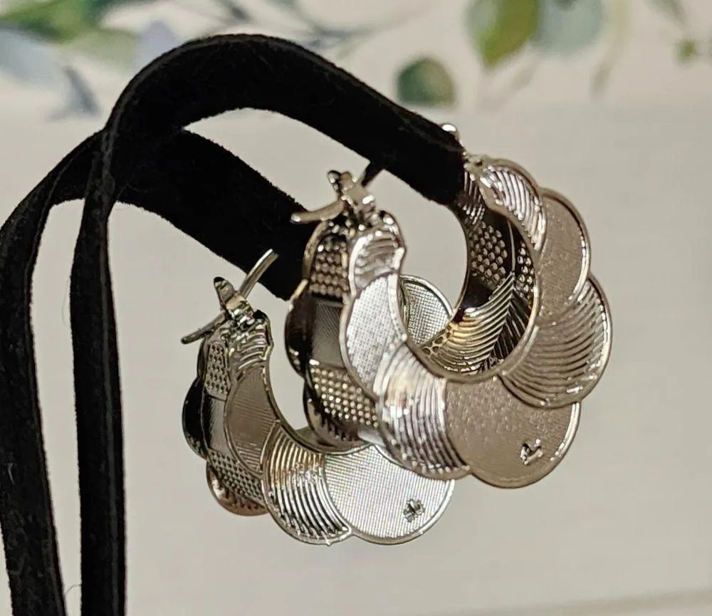 Silver Basket Style Hoop Earrings - Image 5