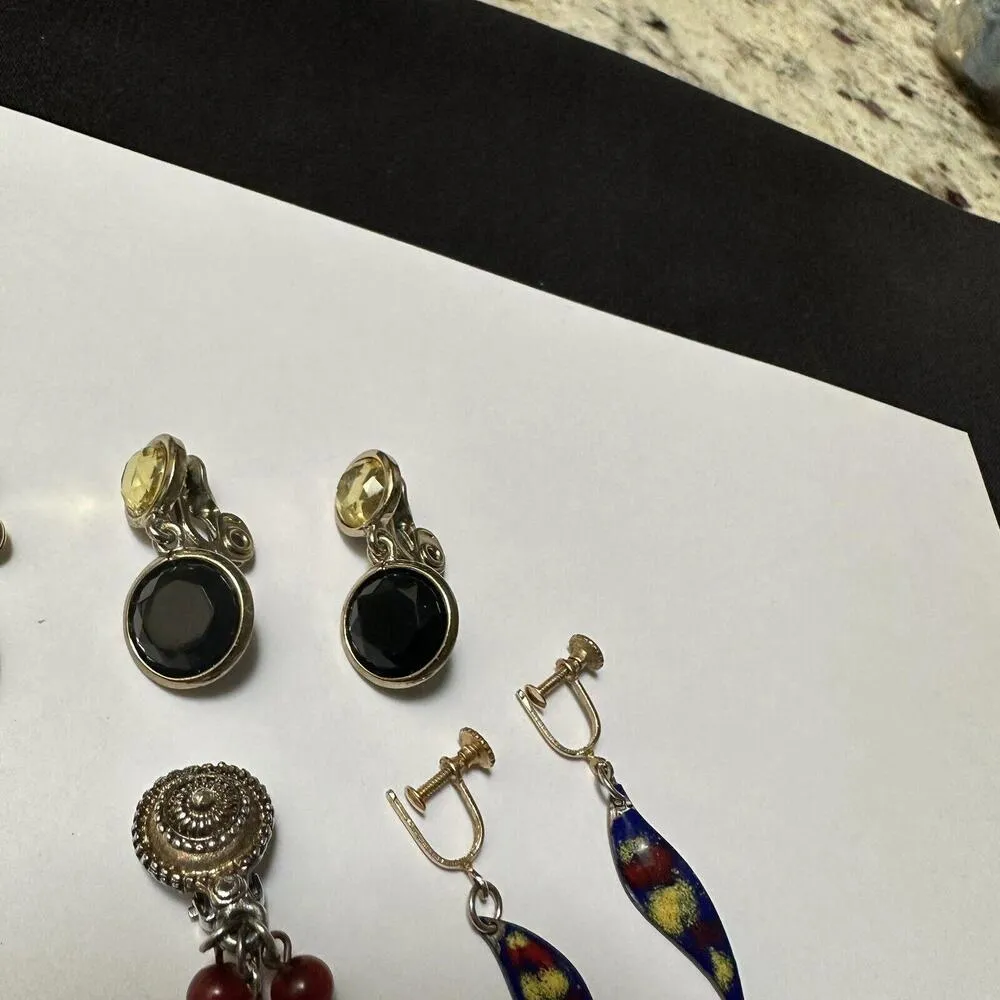 Lot Of 4 Dangle Drop Clip On Screw On Earrings Mix 1 Monet 1 JJG Most Gold Tone - Image 4