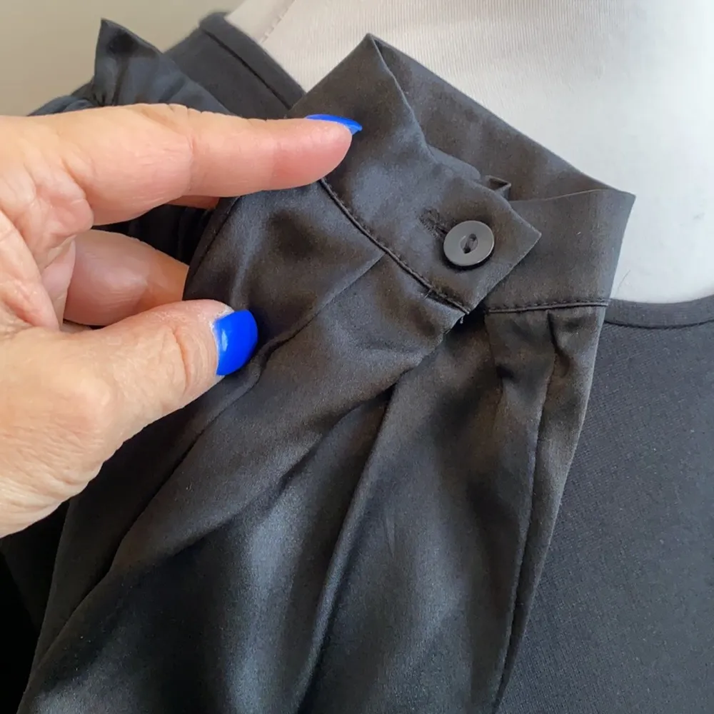 MaxMara Studio Black Ponte Silk Sleeve Shift Dress - Image 6