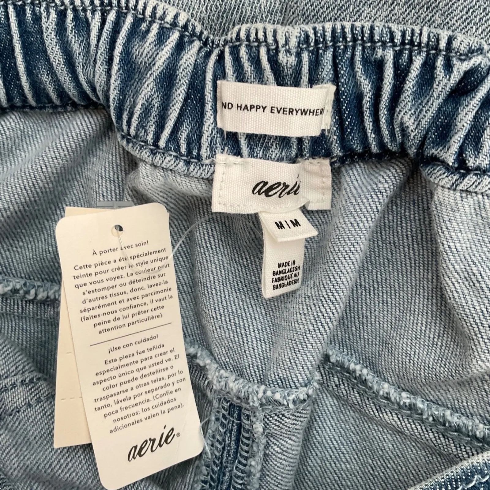 Aerie Light Wash Denim Flared Skirt  Elastic Waist M - Image 4