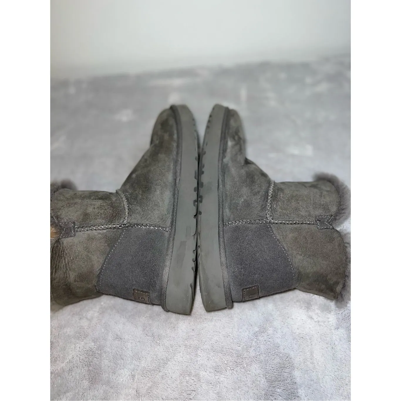 UGG  Mini Bailey Button Gray Short ankle Boots 9 - Image 5