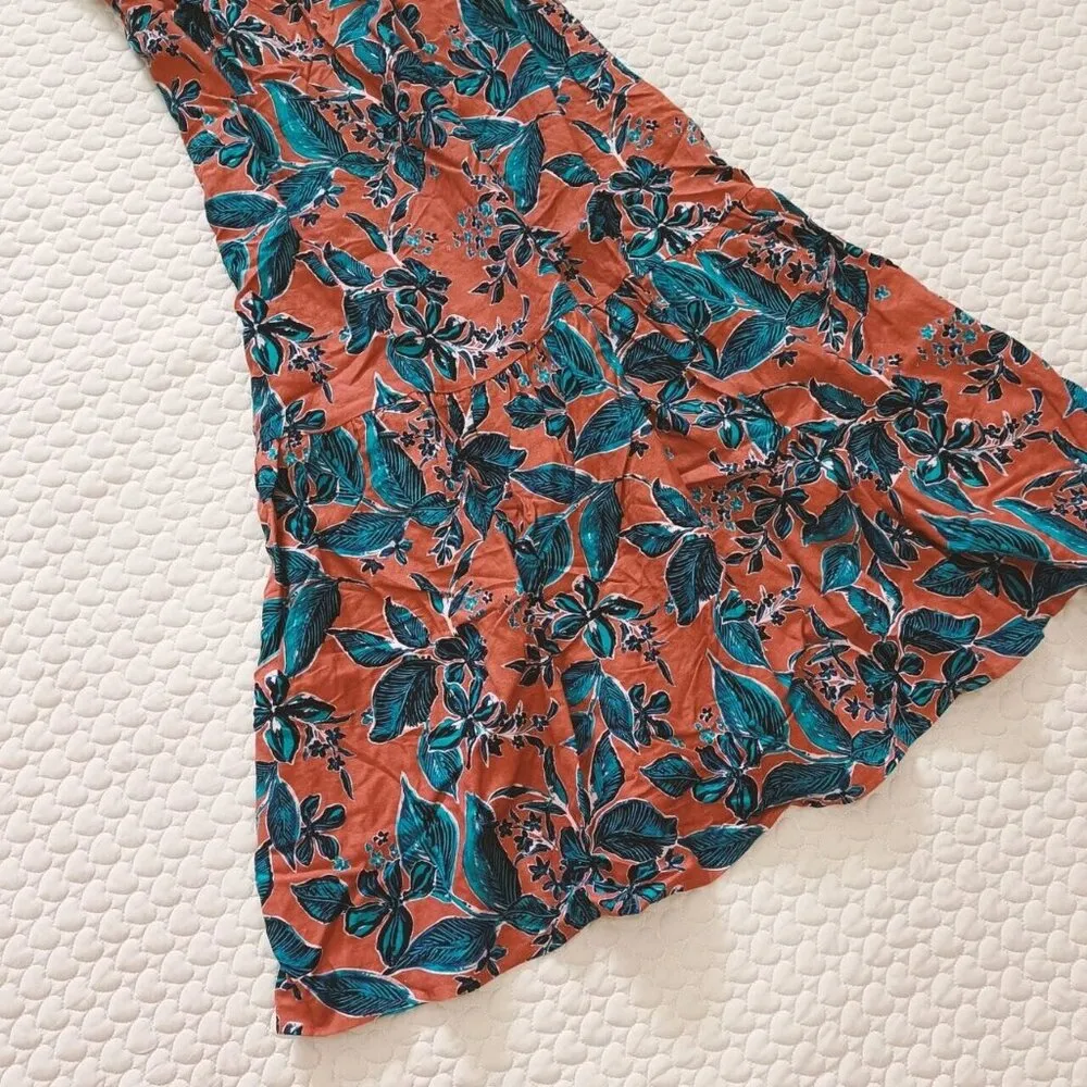 NWOT Jason Wu Terracotta Cutout Floral Midi Dress Beaded Smocked Vacation Size L - Image 4