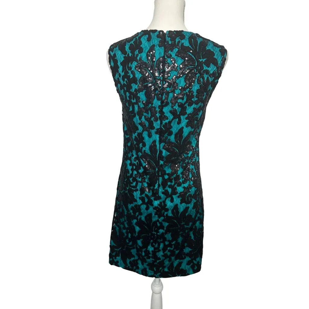 DIANE VON FURSTENBERG Jade Black Floral Sequin Shift Dress Size 6 NEW NWOT - Image 9