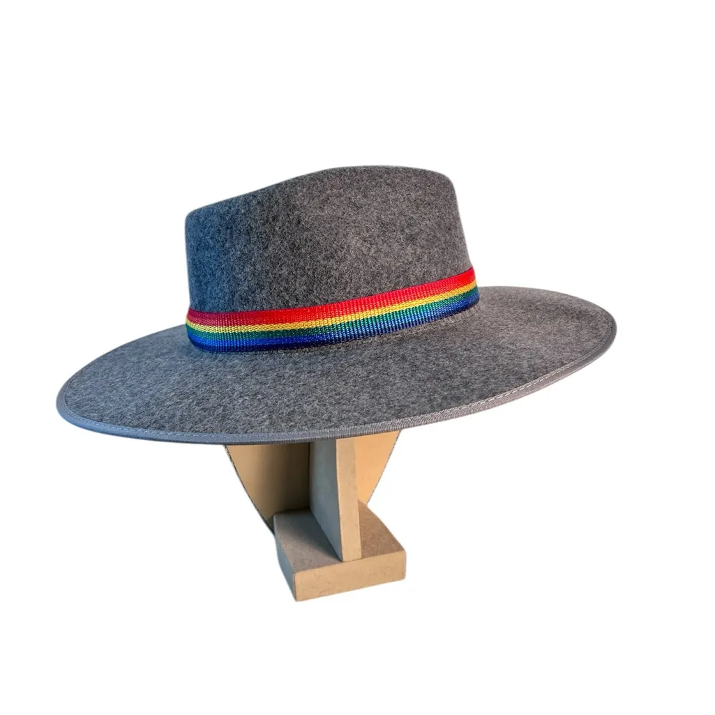 Olive & Pique Gray 100% Wool Magic Rainbow Banded‎ Fedora Hat - Image 5