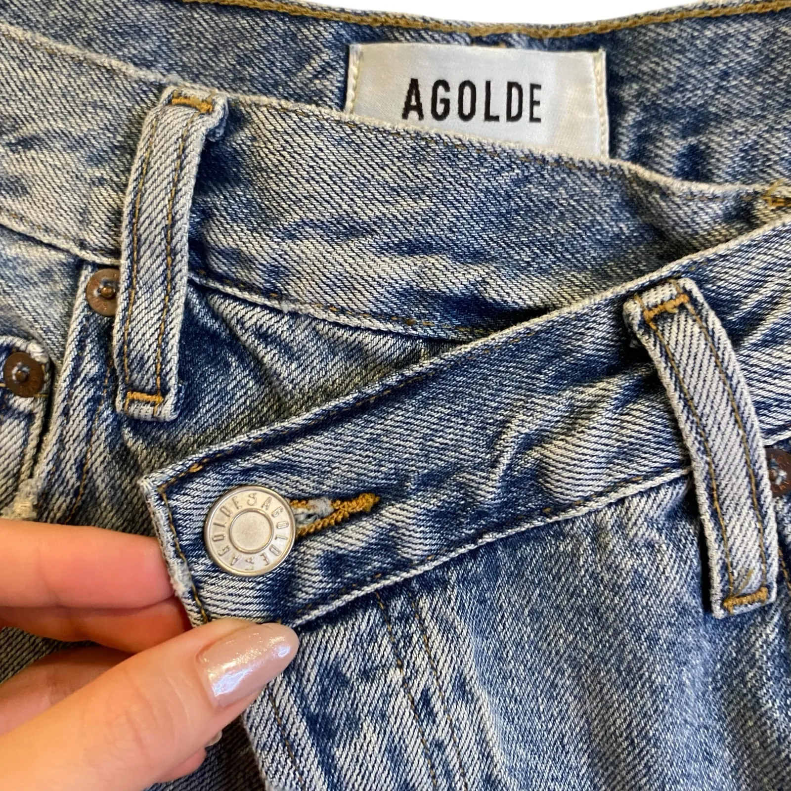 Agolde Criss Cross Arc Jeans High Rise Vintage Wash Size 24 - Image 5