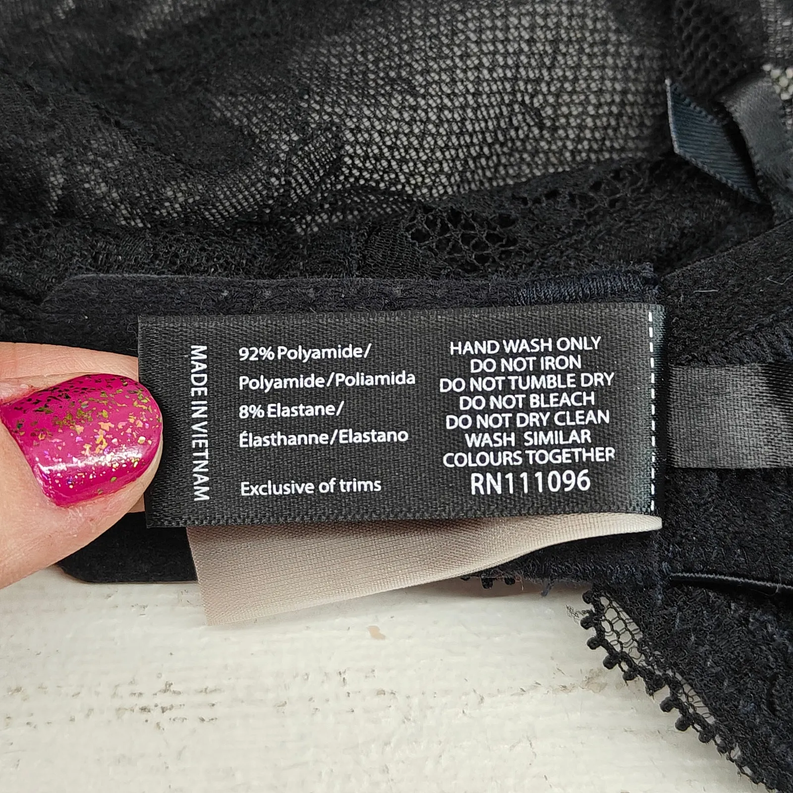 Panache Ana Side Support Plunge Bra Black Lace Womens 36E - Image 5