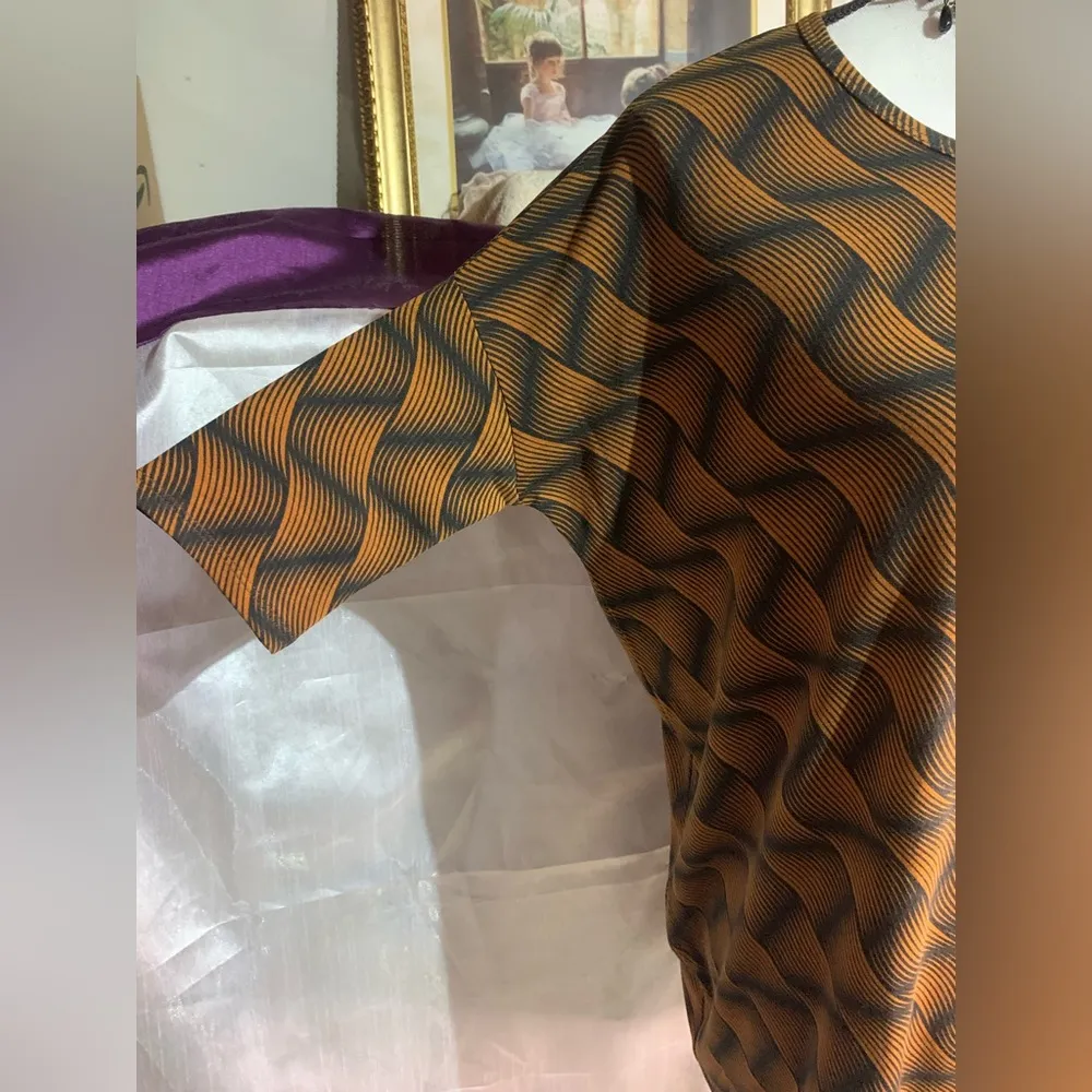 Lularoe Irma Black Orange Swirl Top - Image 3