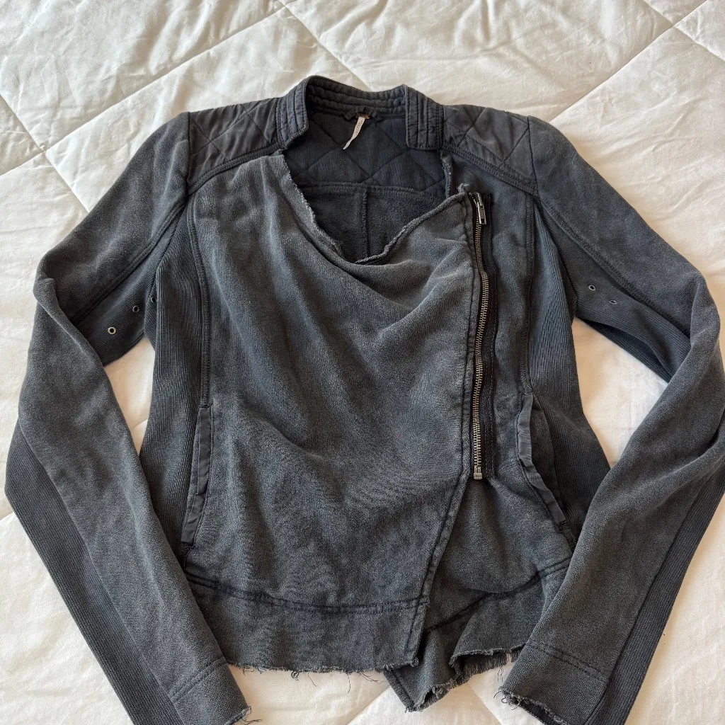 Free People Cotton Shrunken Moto Jacket - Image 3