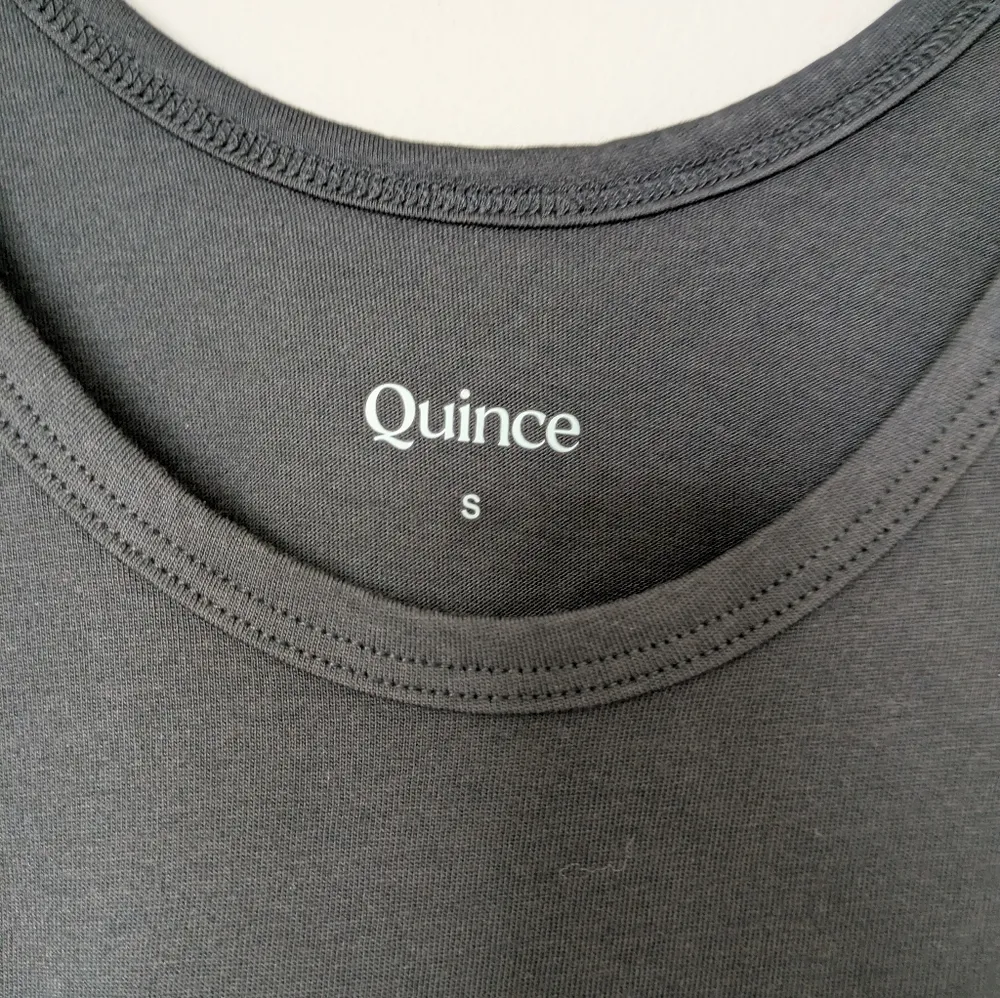 Quince Black Double Scoop Neck Tank Top Sz S - Image 2