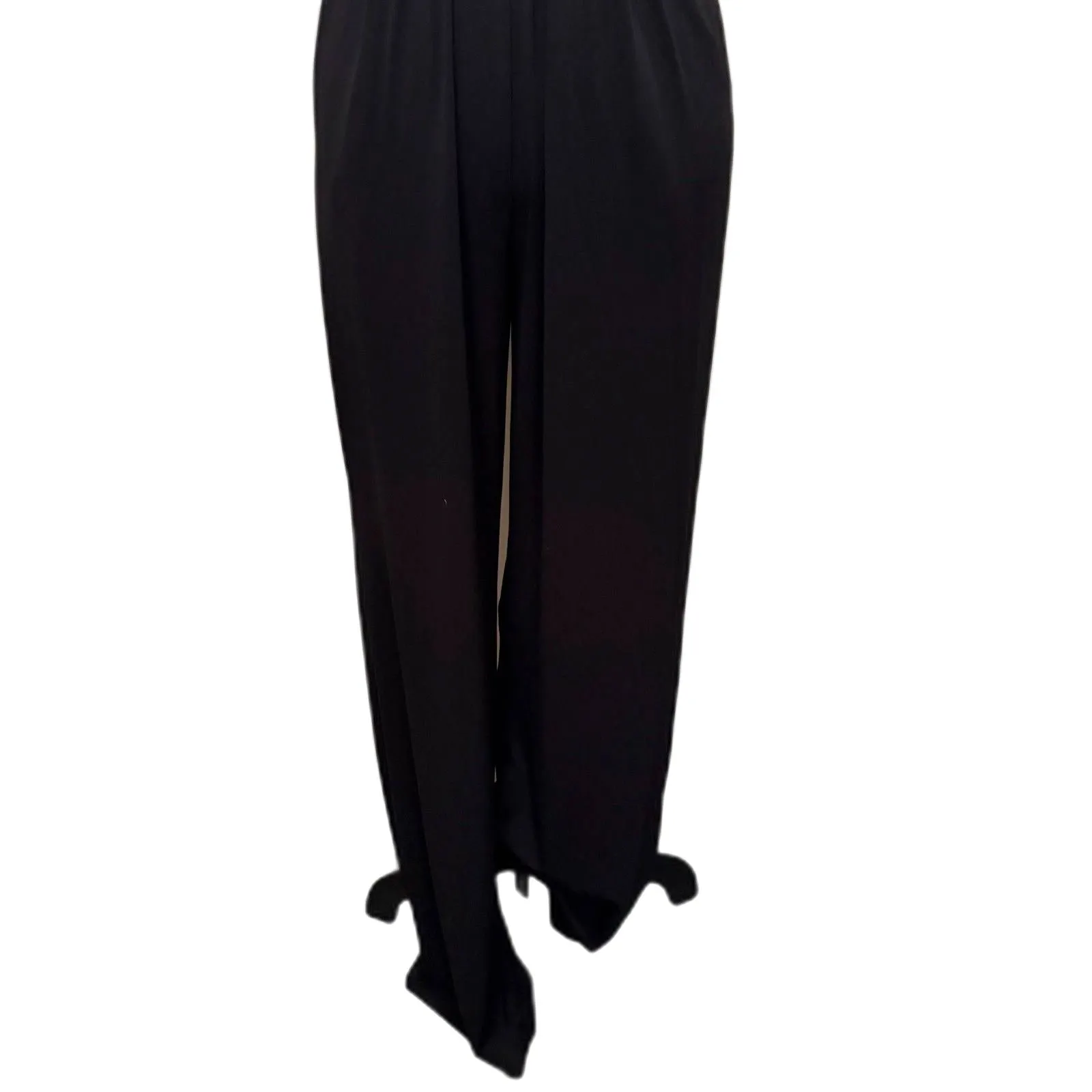 Boston Proper Halter V-Neck Jumpsuit Solid Black‎ Chic Straight Leg Size 0 - Image 3