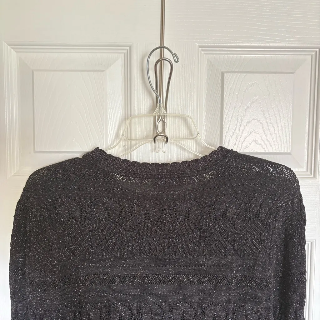 Anthropologie Current Air Los Angeles Medium Black Metallic Pointe Knit pullover - Image 6