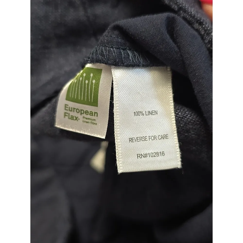 Garnet Hill Pants Linen Trousers Size 18 Straight Leg Indigo Blue Flax Lagenlook - Image 6