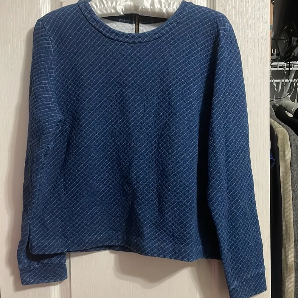J Crew indigo quilted sweatshirt - Image 2