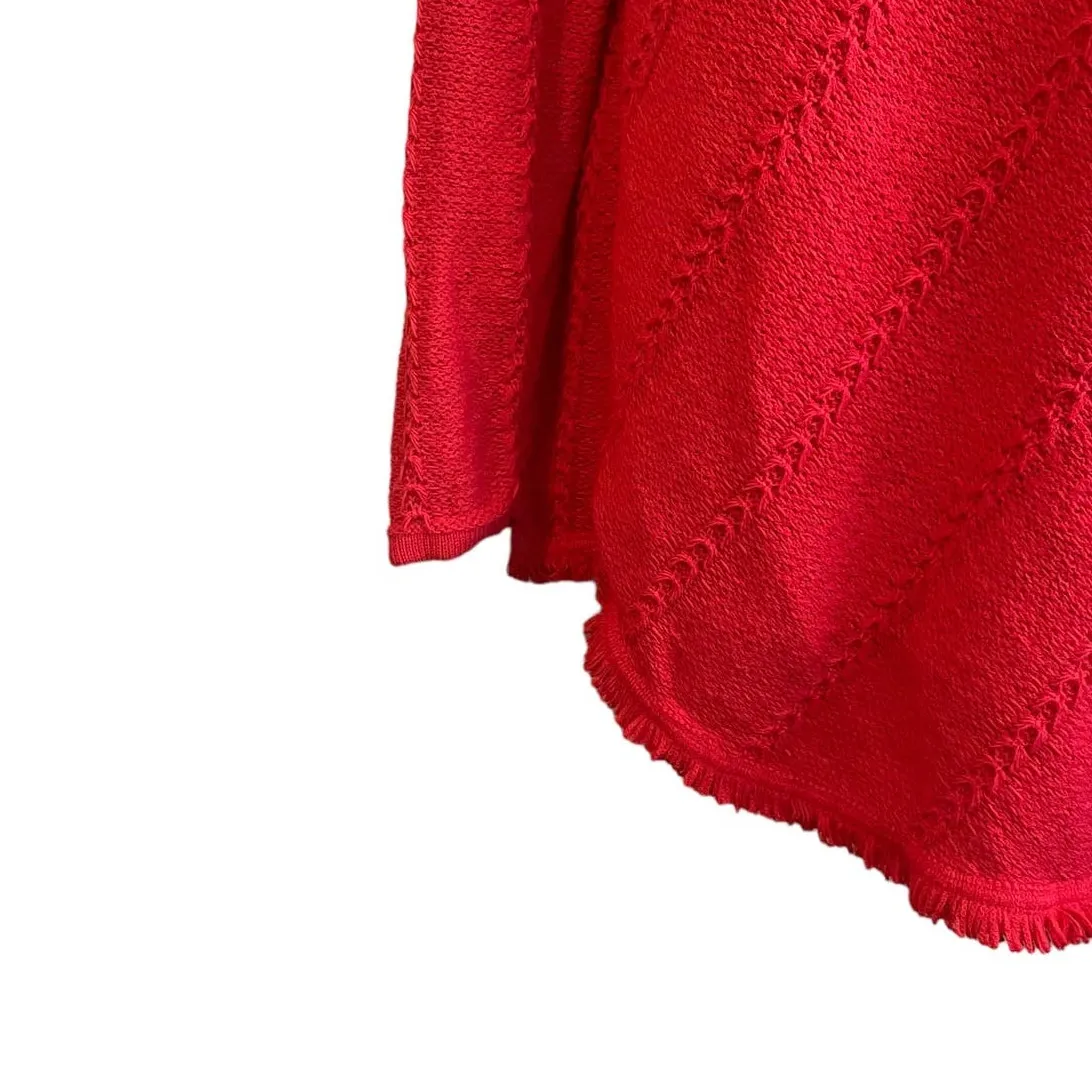 Chicos Women Tunic Sweater XL Coral Fringe Hem Textured Workwear‎ Boho Cottage - Image 6