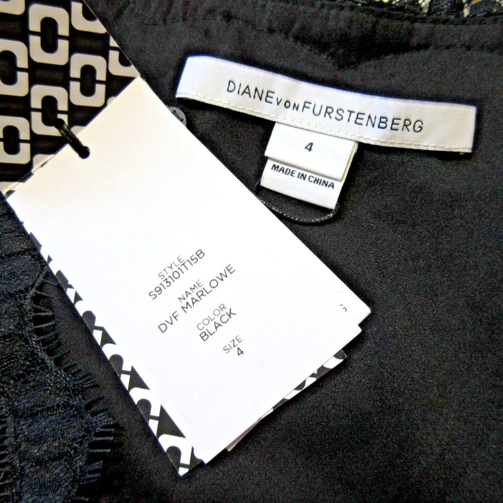NWT Diane Von Furstenberg DVF Marlowe in Black Lace Bodice Jumpsuit 4 $598 - Image 6