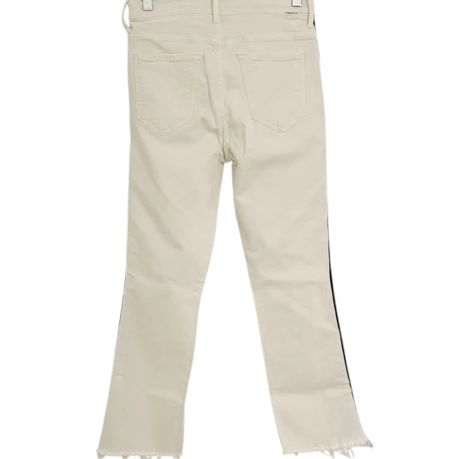 White The Insider Track Stripe Crop Flare Jeans Whipping The Racer Sz 28 - Image 4