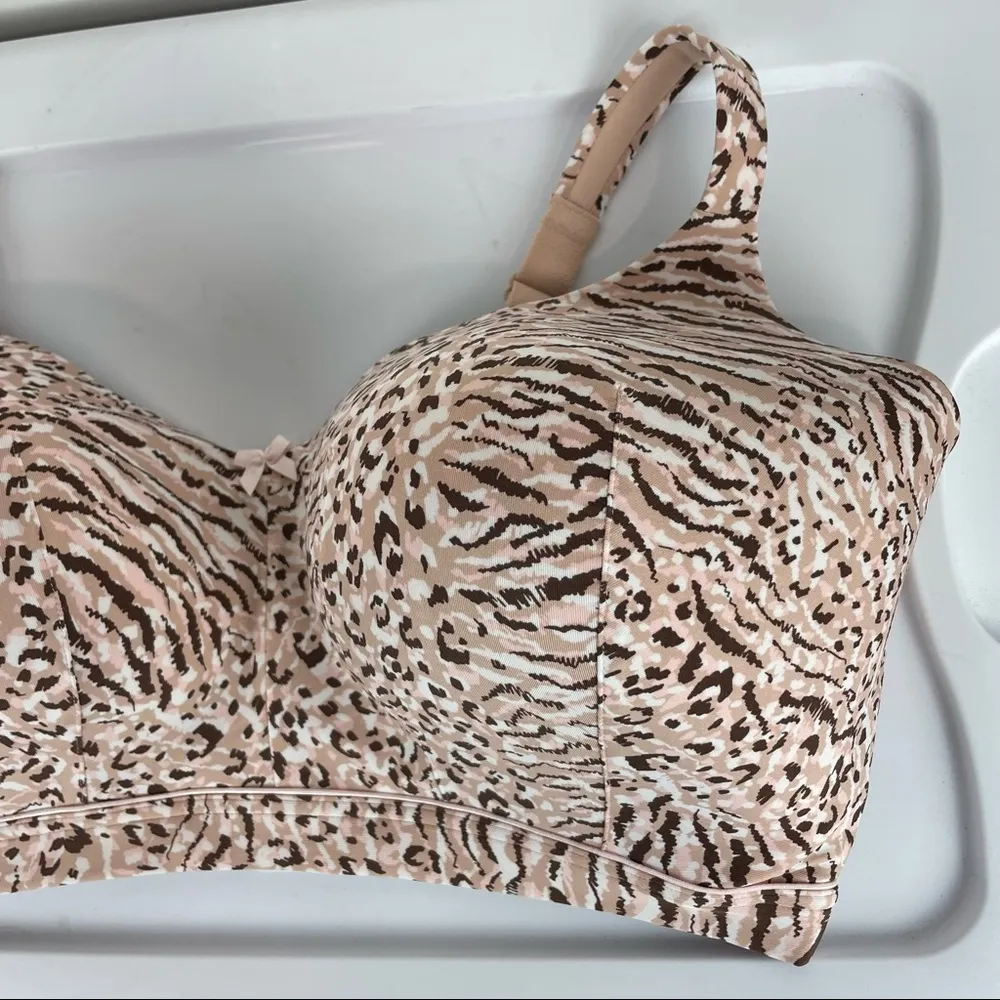 Catherines Sz 44DDD Full Coverage Smooth No Wire Bra Animal Leopard Print Tan - Image 3