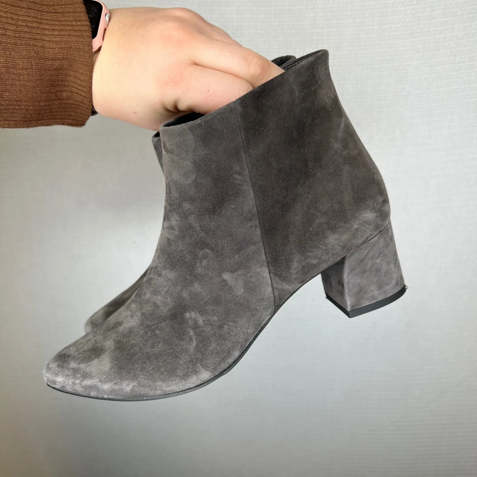 Paul Green Gray Bridget Suede Pointed Toe Block Heel Ankle Booties Women Size 5 - Image 3