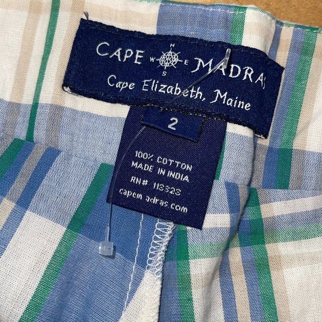 Cape Madras Cotton Plaid Patchwork Skort Preppy Golf NWT‎ Size 2 Blue - Image 5