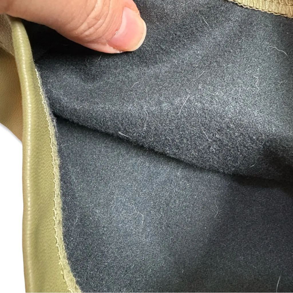 LOVE, WHIT by Whitney Port Olive Green Faux Leather Paper Bag Crop Pants Size M - Image 5