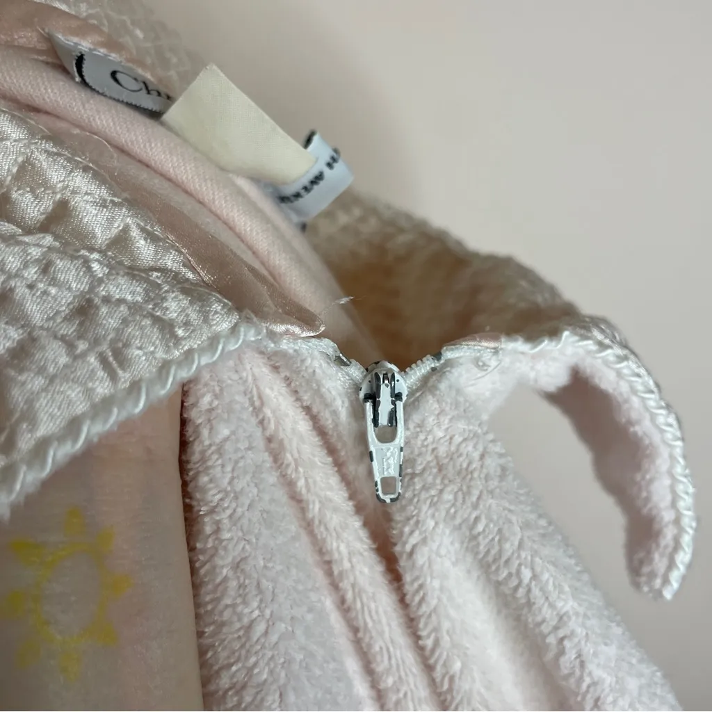 Vintage Christian Dior Quilted Zip Robe House Coat Light‎ Pink Cotton Satin S/M - Image 7