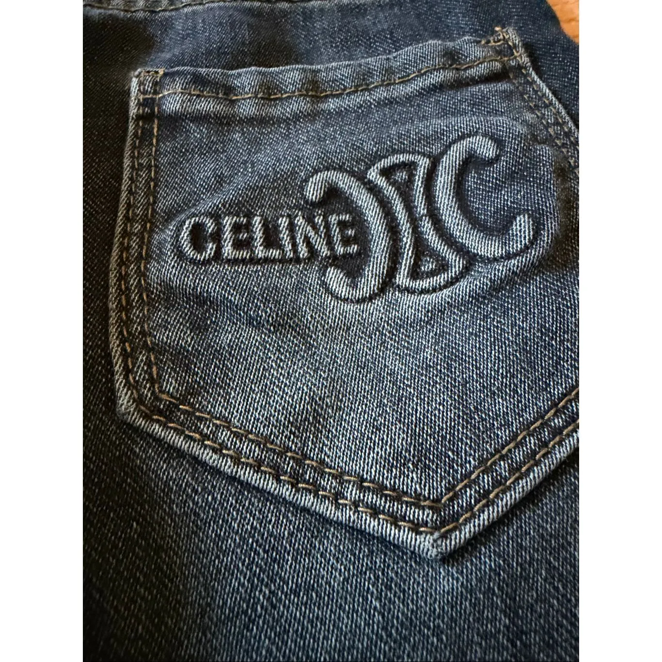 Vintage Dark Wash Mom Jeans Size S High Rise Embroidered Pocket Blue - Image 6