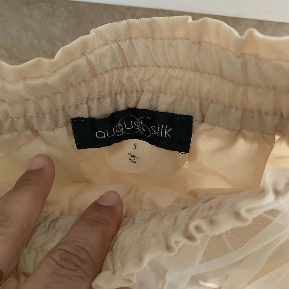 Womens August Silk Cream Floral Embroidered A Line Skirt Mesh Size S - Image 3