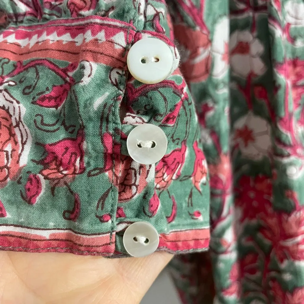 Rain & Rainbow‎ Floral Top Kurti Tunic Peplum Cropped Sleeve Small Women Blouse Pink - Image 10