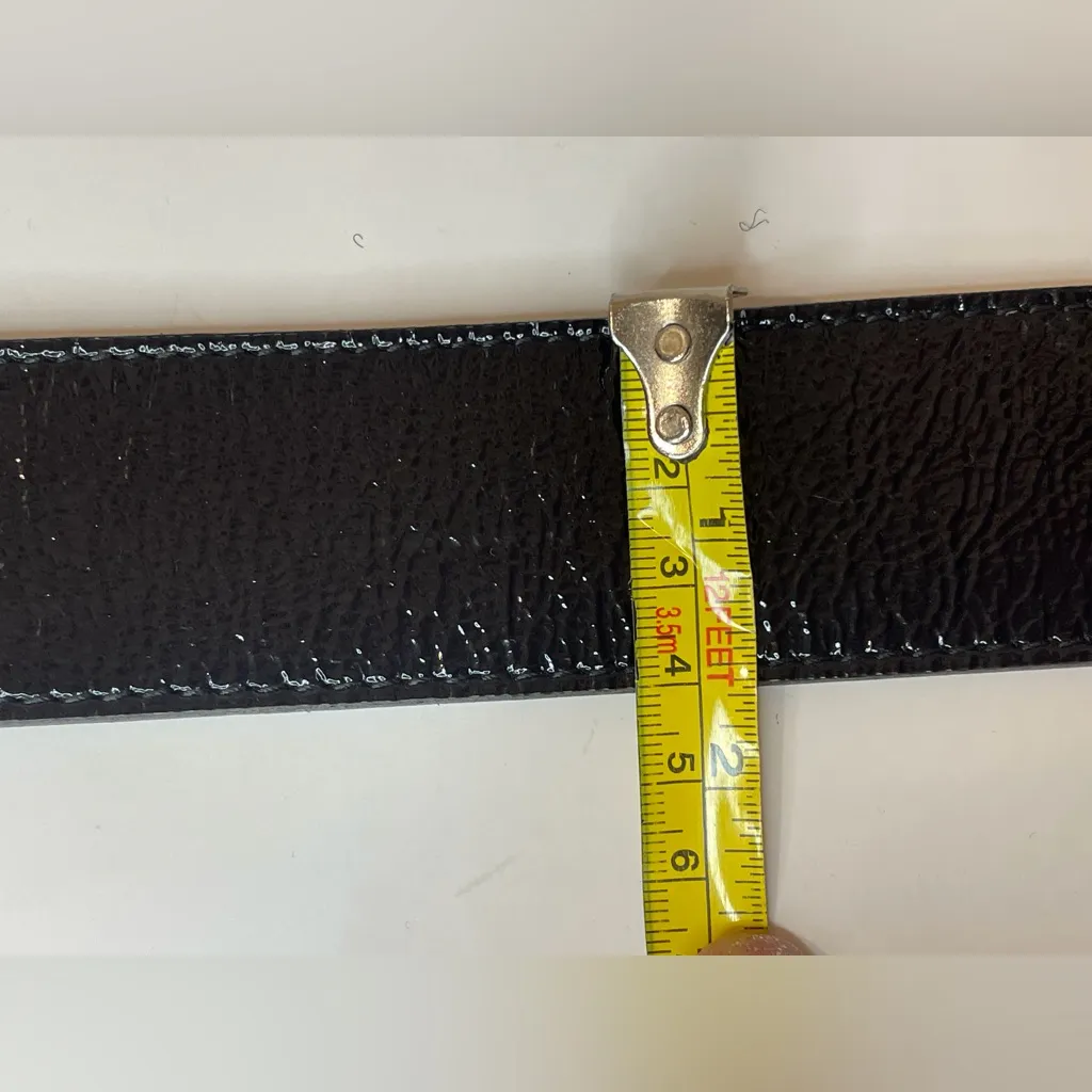 Yves‎ Saint Laurent Vintage Glossy Patent Leather Black Belt Size 30/32 - Image 10