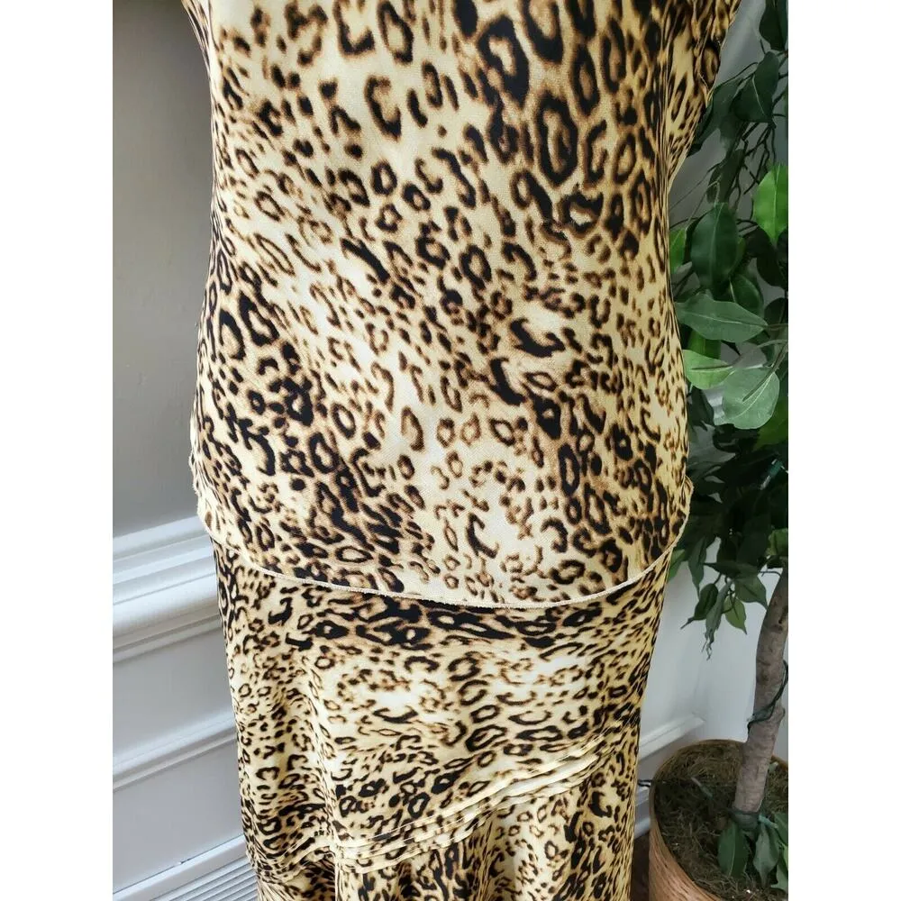 Studio 1 Women's Lepord Print Polyester Short Sleeve Top & Skirt 2 Piece Suit 8 - Image 4